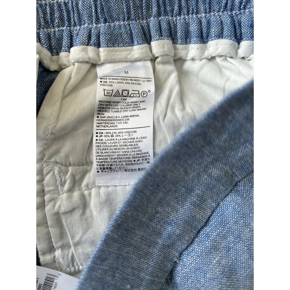 NWT Banana Republic Blue Linen Crop Wide Leg Pants Beach Summer Trouser Sz M
